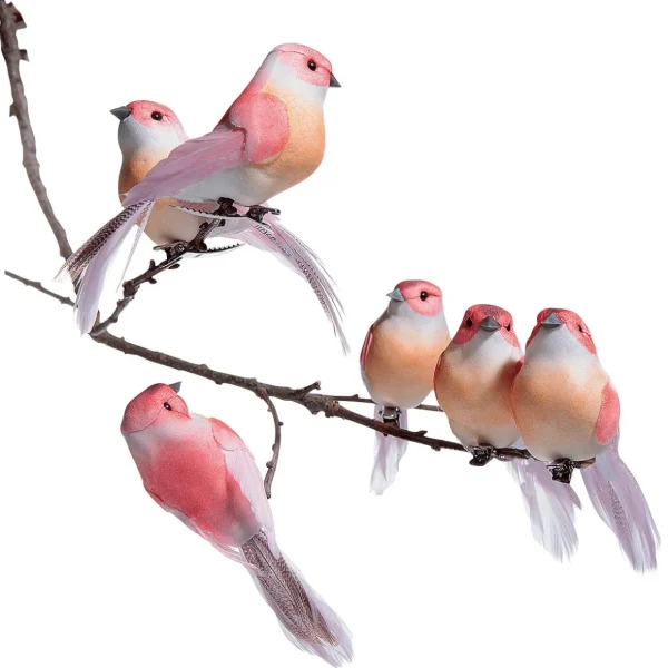 Dekotiere | Frühlingsdeko^DecoWoerner Deko Vögel 10 Cm, 6 Stück rosa