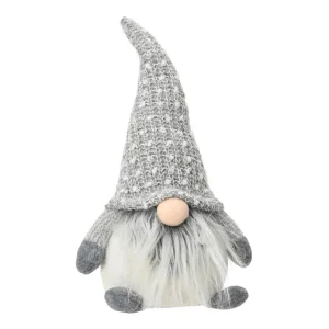 Weihnachtsfiguren^DecoWoerner Deko Wichtel 30 Cm Mit Gepunkteter Mütze Grau