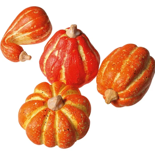 Herbstdeko | Gemüse & Kräuter^DecoWoerner Deko Zierkürbisse, Pack à 4 Stück orange