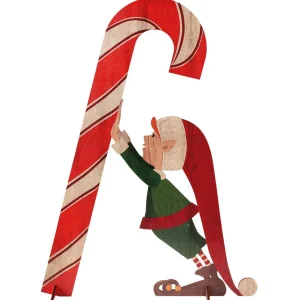 Naturdeko | Xxl Weihnachtsdeko^DecoWoerner Deko-Aufsteller Weihnachtself Mit Zuckerstange grün