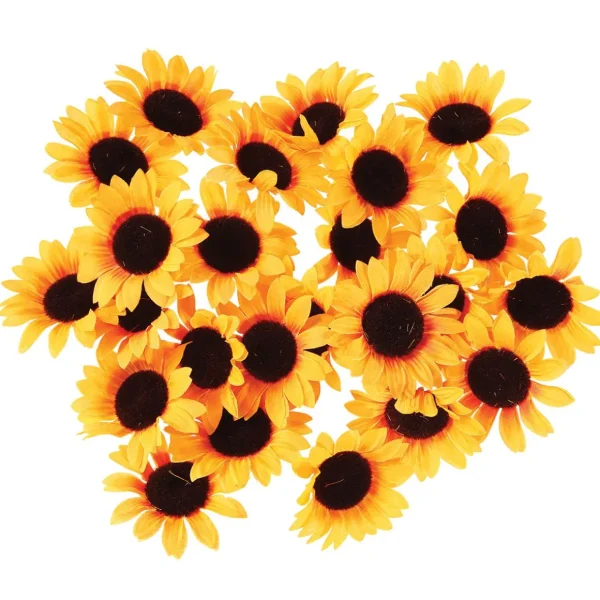Streudeko | Herbstdeko^DecoWoerner Dekoblüten Sonnenblumen, Pack à 24 Stück gelb
