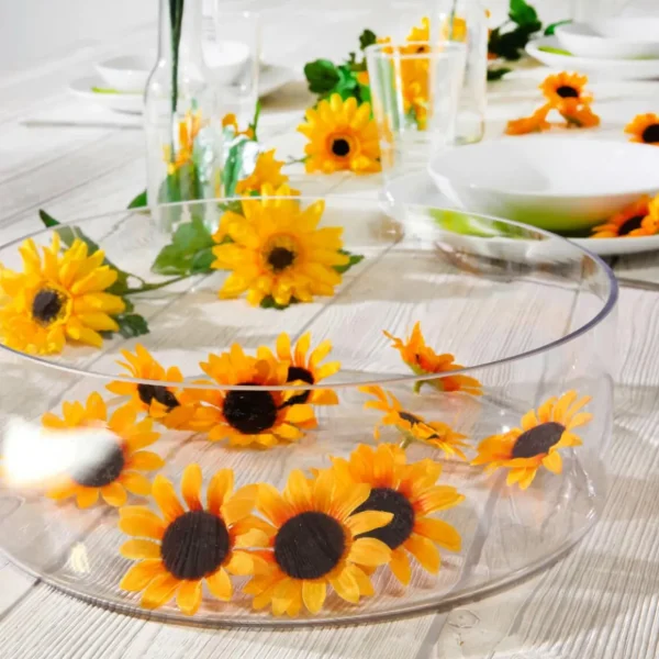 Streudeko | Herbstdeko^DecoWoerner Dekoblüten Sonnenblumen, Pack à 24 Stück gelb