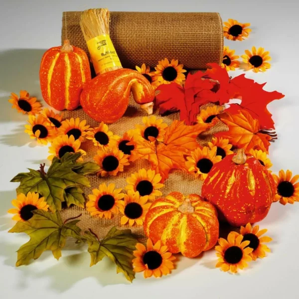 Streudeko | Herbstdeko^DecoWoerner Dekoblüten Sonnenblumen, Pack à 24 Stück gelb