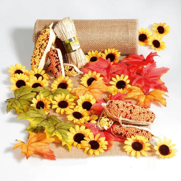 Streudeko | Herbstdeko^DecoWoerner Dekoblüten Sonnenblumen, Pack à 24 Stück gelb