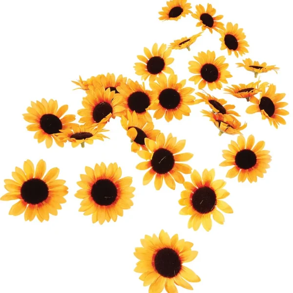 Streudeko | Herbstdeko^DecoWoerner Dekoblüten Sonnenblumen, Pack à 24 Stück gelb