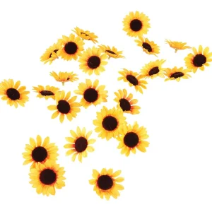Streudeko | Herbstdeko^DecoWoerner Dekoblüten Sonnenblumen, Pack à 24 Stück gelb