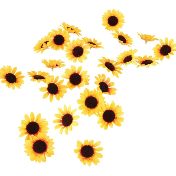 Streudeko | Herbstdeko^DecoWoerner Dekoblüten Sonnenblumen, Pack à 24 Stück gelb