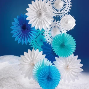 Winterdeko^DecoWoerner Dekofächer 50cmØ Papier B1 Schneeflocke weiß