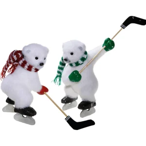 Winterdeko^DecoWoerner Deko-Figuren Hockey Eisbären, 30 Cm Hoch weiß