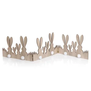 Osterdeko^DecoWoerner Deko-Holz-Aufsteller Hasen-Deko-Zaun 80 Cm braun