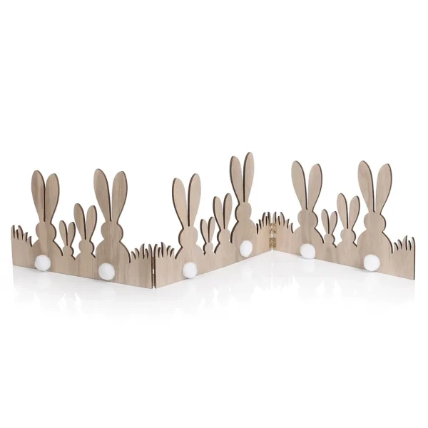 Osterdeko^DecoWoerner Deko-Holz-Aufsteller Hasen-Deko-Zaun 80 Cm braun