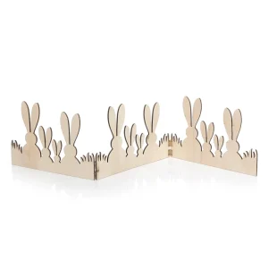 Osterdeko^DecoWoerner Deko-Holz-Aufsteller Hasen-Deko-Zaun 80 Cm braun