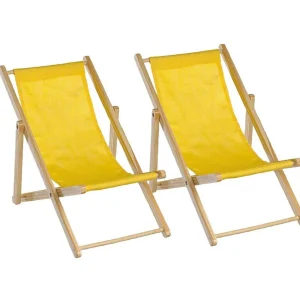 Sommerdeko^DecoWoerner Deko-Liegestuhl-Set "Mini" gelb