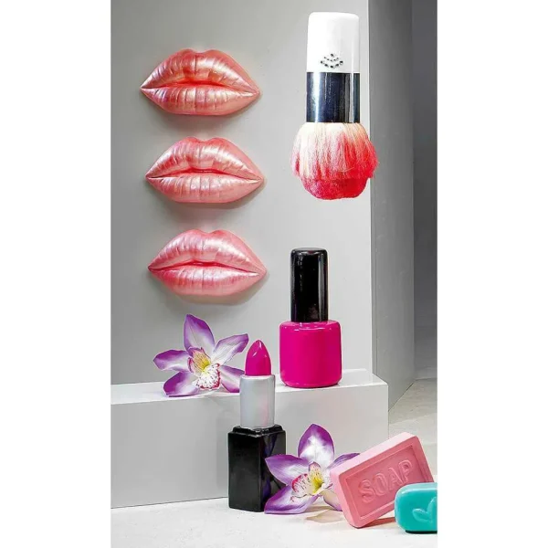 Themen-Deko^DecoWoerner Deko-Lippenstift 60 Cm, Pink-silber-schwarz rosa