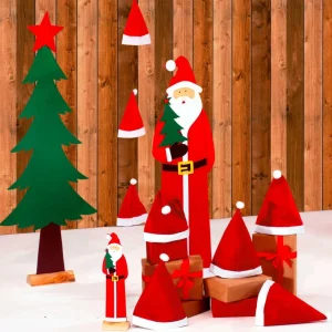 Weihnachtsfiguren^DecoWoerner Deko-Nikolaus Filz, Pack á 3 Stück rot