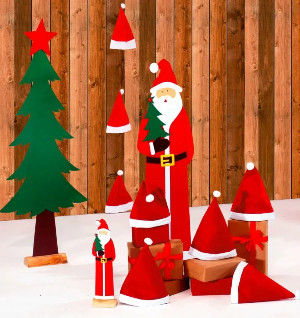 Weihnachtsfiguren^DecoWoerner Deko-Nikolaus Filz, Pack á 3 Stück rot