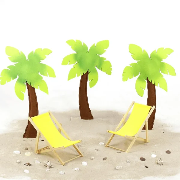 Sommerdeko^DecoWoerner Dekopalme Aus Filz Auf Holzsockel 53,50 Cm grün
