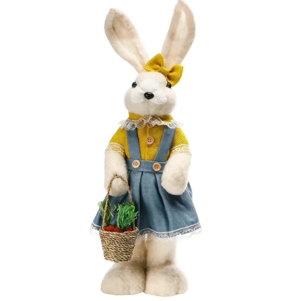 Dekotiere | Osterdeko^DecoWoerner Deko-Plüsch-Oster-Hase 57 Cm Hoch, , Mit Körbchen Beige