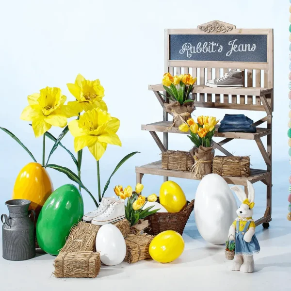 Dekotiere | Osterdeko^DecoWoerner Deko-Plüsch-Oster-Hase 57 Cm Hoch, , Mit Körbchen Beige