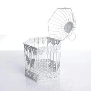 Frühlingsdeko^DecoWoerner Dekoratives Metall-Vogelkäfig-Set 2 Stück 48 X 26 X 23 Cm - 41 X 21 X 18 Cm weiß