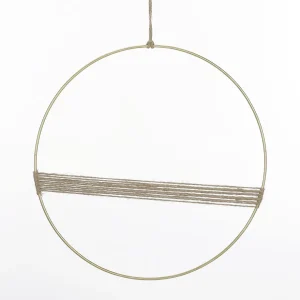 Dekorationshilfen & Werkzeug | Pflanzengefäße & Dekorationshilfen^DecoWoerner Dekoring Aus Metall Mit Juteseil-Design 35 Cm Ø gold