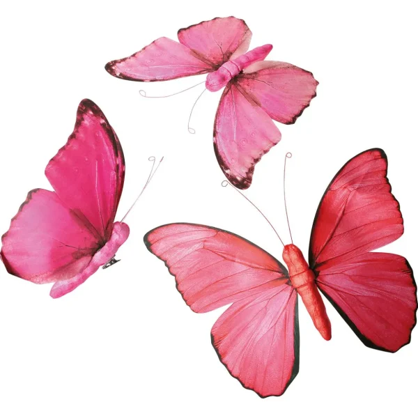 Dekotiere | Frühlingsdeko^DecoWoerner Deko-Schmetterling "Flamingo Pink", 28 Cm, 3 Stück rosa