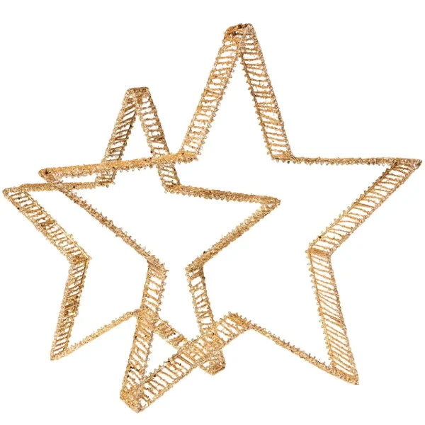 Weihnachtssterne^DecoWoerner Deko-Sterne 2 Stück 40-50 Cm Ø gold