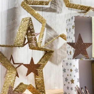 Weihnachtssterne^DecoWoerner Deko-Sterne 2 Stück 40-50 Cm Ø gold