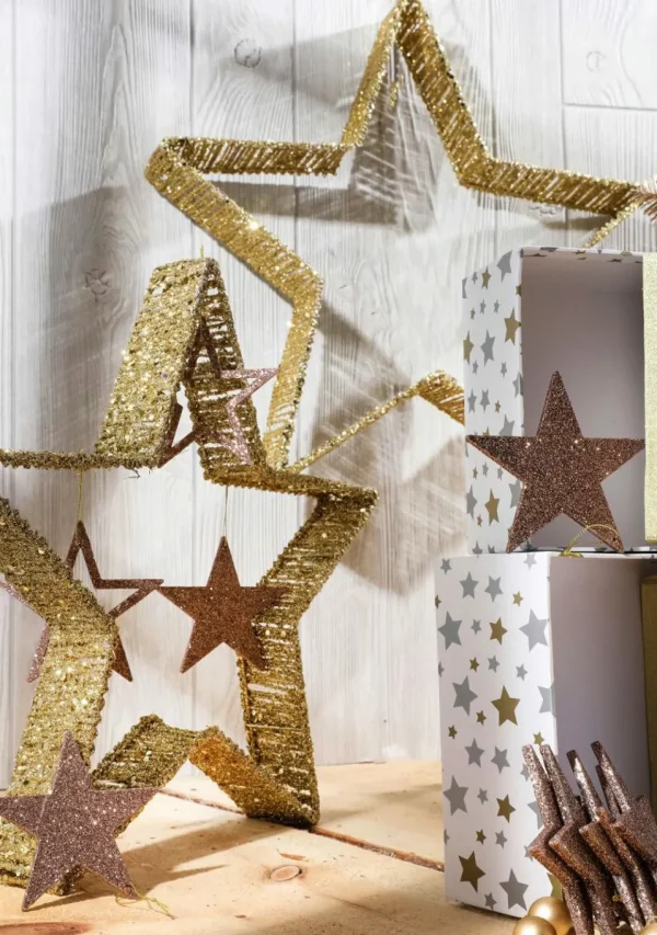Weihnachtssterne^DecoWoerner Deko-Sterne 2 Stück 40-50 Cm Ø gold