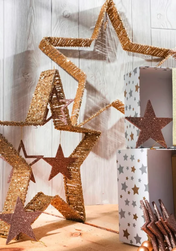Weihnachtssterne^DecoWoerner Deko-Sterne 2 Stück 40-50 Cm Ø gold