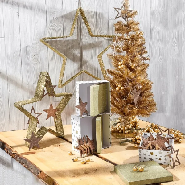 Weihnachtssterne^DecoWoerner Deko-Sterne 2 Stück 40-50 Cm Ø gold