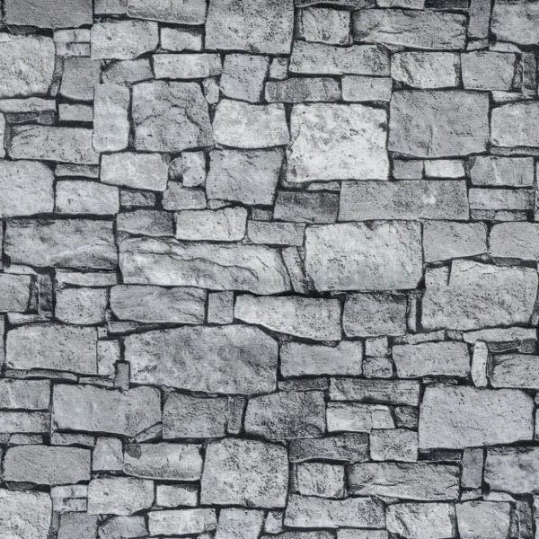 Stoffe^DecoWoerner Dekostoff “Steinwand“, 140 Cm Breit, Grau