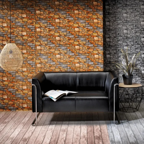 Stoffe^DecoWoerner Dekostoff “Steinwand“, 140 Cm Breit, Grau