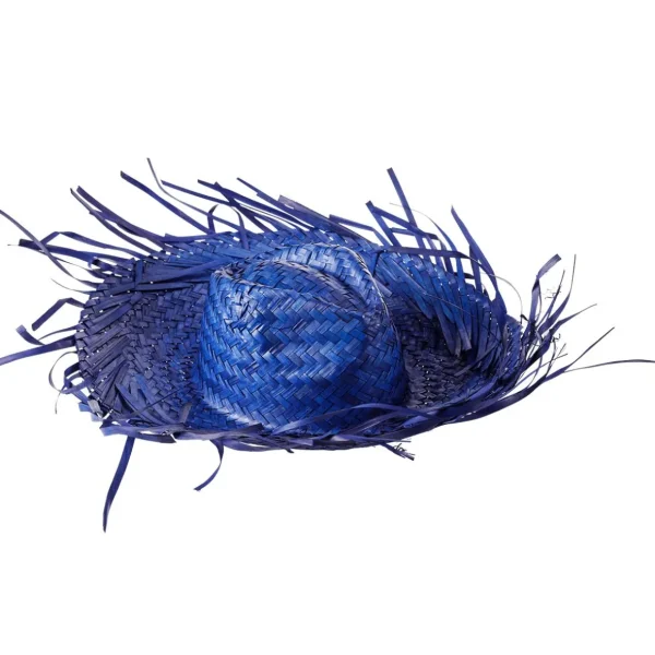 Sommerdeko^DecoWoerner Deko-Strohhut , 40 Cm Ø blau