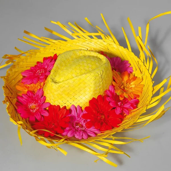 Sommerdeko^DecoWoerner Deko-Strohhut , 40 Cm Ø gelb