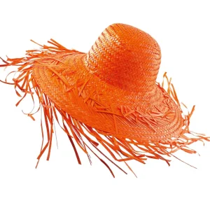 Sommerdeko^DecoWoerner Deko-Strohhut , 40 Cm Ø orange