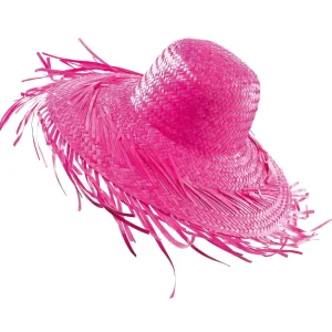 Sommerdeko^DecoWoerner Deko-Strohhut Pink, 40 Cm Ø rosa
