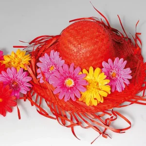 Sommerdeko^DecoWoerner Deko-Strohhut, , 40 Cm Ø rot