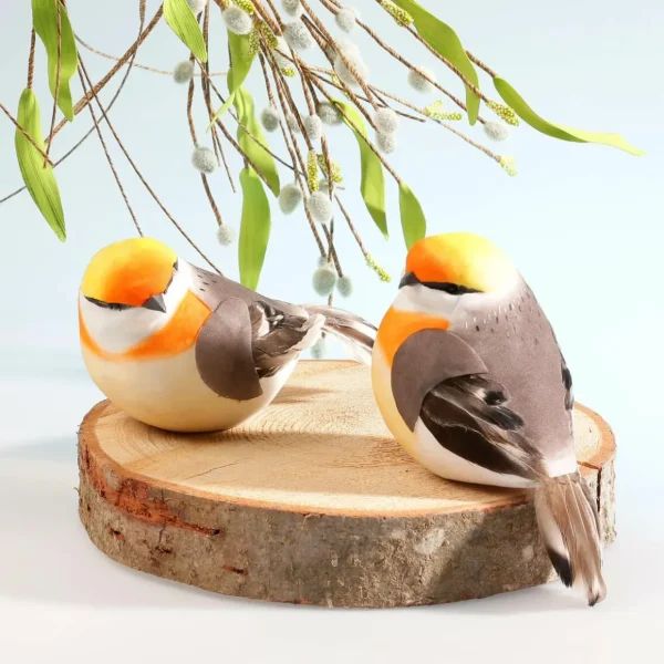 Dekotiere | Frühlingsdeko^DecoWoerner Dekovogel Grau Orange 19 Cm mehrfarbig