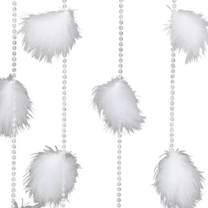 Frühlingsdeko | Sommerdeko^DecoWoerner Dekovorhang Mit Federn, 190 X 90 Cm weiß