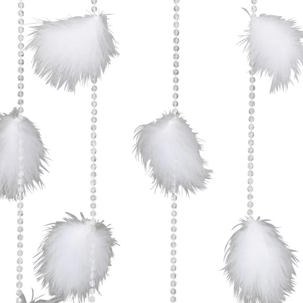 Frühlingsdeko | Sommerdeko^DecoWoerner Dekovorhang Mit Federn, 190 X 90 Cm weiß