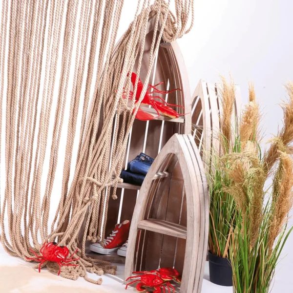 Sommerdeko^DecoWoerner Dekovorhang "Seile" 200 Cm Beige
