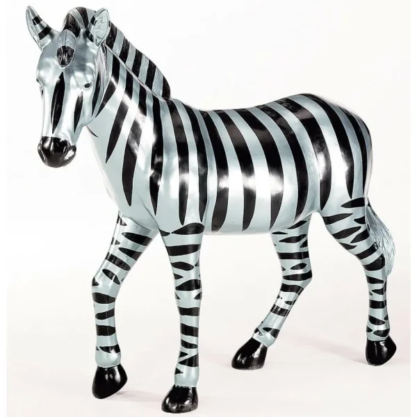 Dekotiere^DecoWoerner Deko-Zebra 190 Cm Lang, Silber Schwarz mehrfarbig