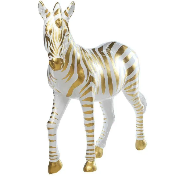Dekotiere^DecoWoerner Deko-Zebra 190 Cm Lang, Weiß/ gold