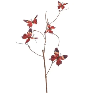 Dekotiere | Äste & Zweige^DecoWoerner Dekozweig Mit 5 Schmetterlingen, , 95 Cm rot