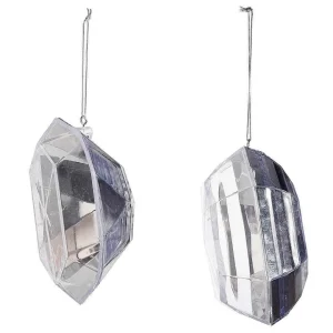 Weihnachtsfiguren^DecoWoerner Diamanten-Hänger 2 Stück silber