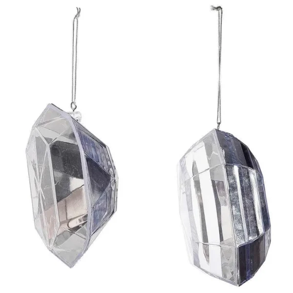 Weihnachtsfiguren^DecoWoerner Diamanten-Hänger 2 Stück silber