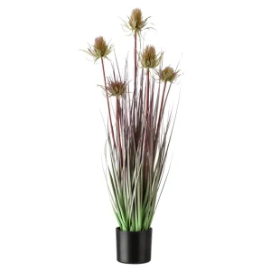 Dekogras^DecoWoerner Distel-Kunstgras Im Schwarzen Topf 69 Cm grün