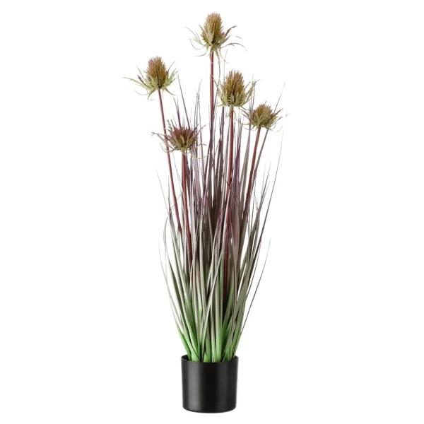Dekogras^DecoWoerner Distel-Kunstgras Im Schwarzen Topf 69 Cm grün