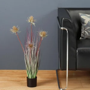 Dekogras^DecoWoerner Distel-Kunstgras Im Schwarzen Topf 69 Cm grün